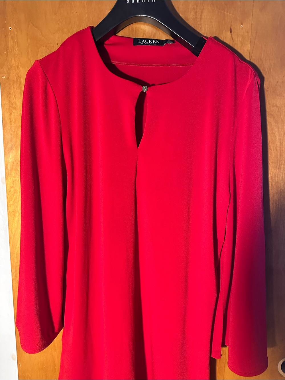 Lauren Ralph Lauren Red Long-Sleeve Keyhole Women's Top